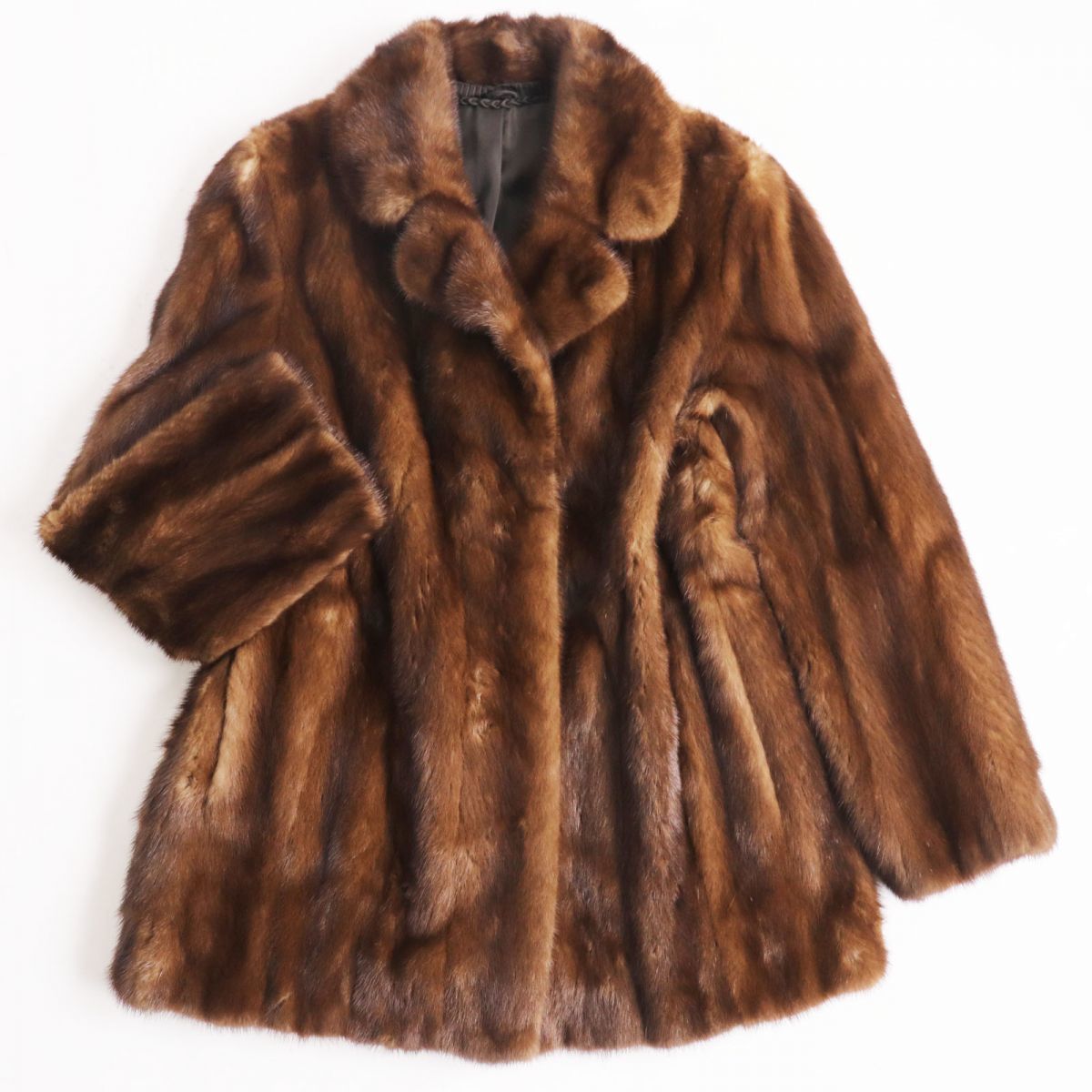 極美品●OS FUR　MINK　ミンク　本毛皮ショートコート　ジャケット　ブラウン　11号　毛質艶やか・柔らか◎