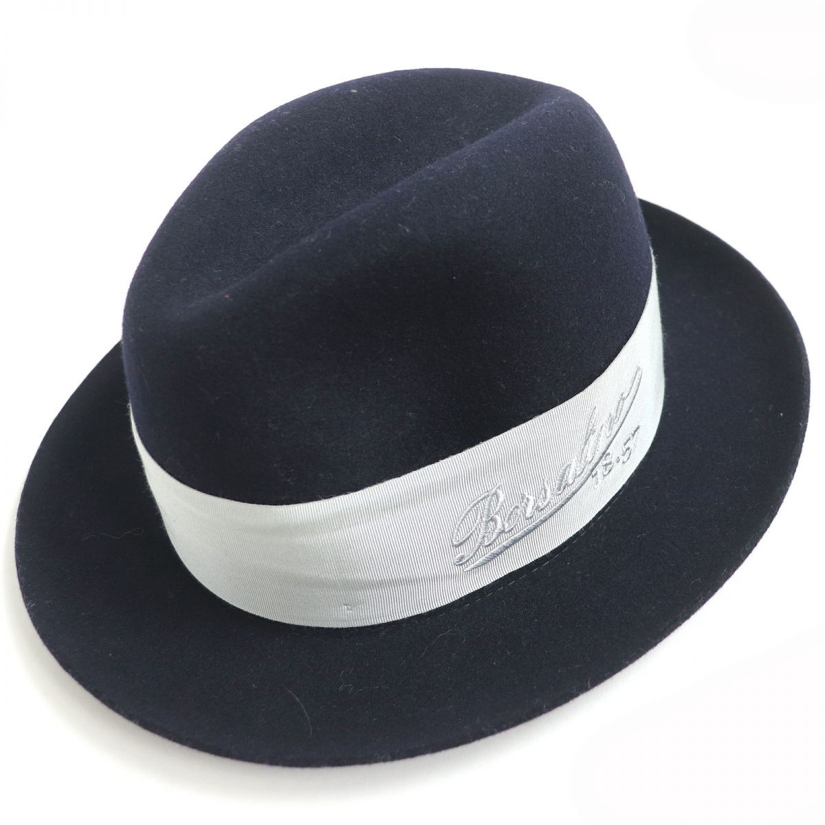 入園入学祝い Borsalino 中折れハット ストライプ ネイビーサイズLL