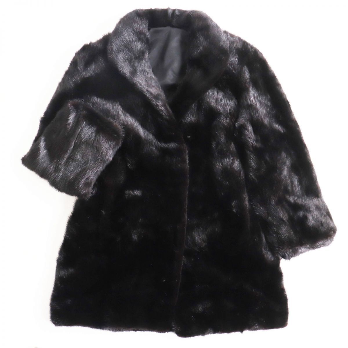 美品●MINK ミンク 逆毛 本毛皮ショートコート ジャケット ブラック 11号 毛質艶やか・柔らか◎