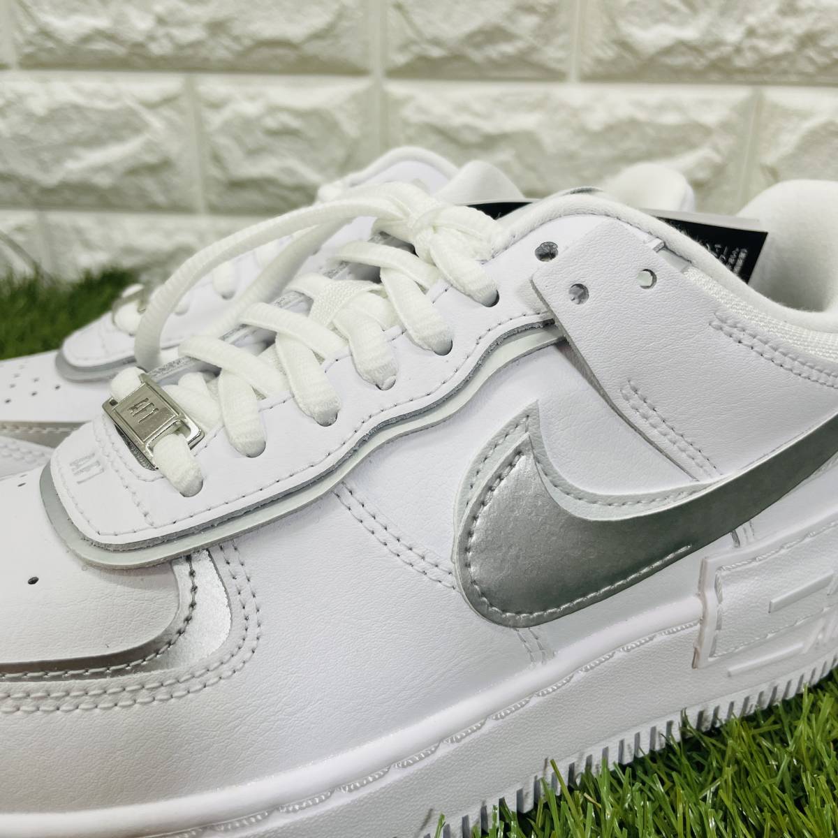 即決 ナイキ ウィメンズ エア フォース 1 シャドウ NIKE WMNS AIR FORCE 1 AF1 白 銀 ホワイト 厚底 23.5cm 送料込み CI0919-119_画像10