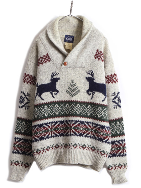 【海外 正規品】 80s 旧タグ 総柄 Woolrich ビンテージ 80年代 古着 程) L メンズ ( セーター ニット ウール ショールカラー ノルディック ウールリッチ ■ Lサイズ 【海外 正規品】 80s 旧タグ 総柄 Woolrich ビンテージ 80年代 古着 程) L メンズ ( セーター ニット ウール ショールカラー ノルディック ウールリッチ ■ Lサイズ