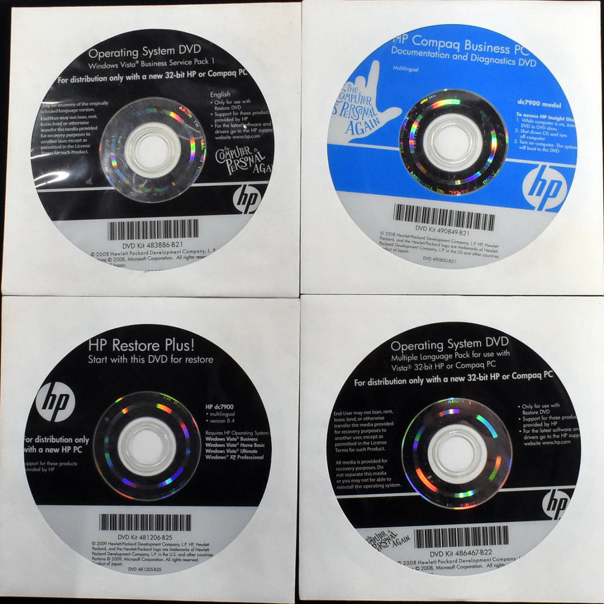 HP dc7900 用 Windows Vista Business Service Pack 1 32-bit 再インストール用 ディスクセット DVD (Operating System DVD) (管:PS12_画像1