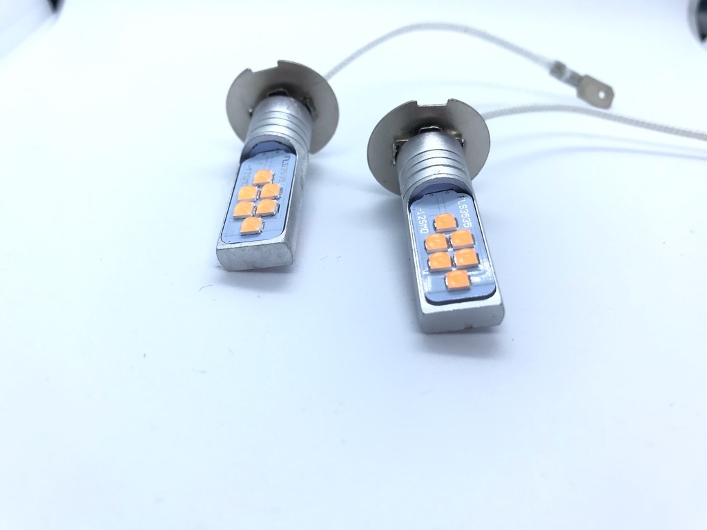 LED フォグランプ H3 左右2個セット フォグ 24V 12V 3535smd ピンクパープル_画像2