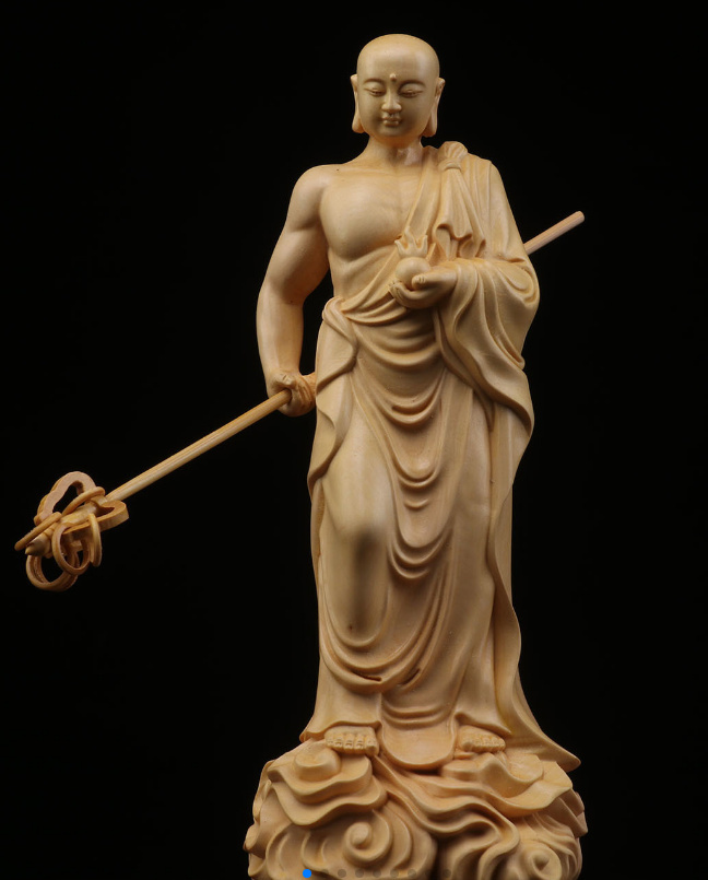 地蔵王菩薩立像 極上品 仏教美術品 木彫仏像 災難除去 風水開運 C