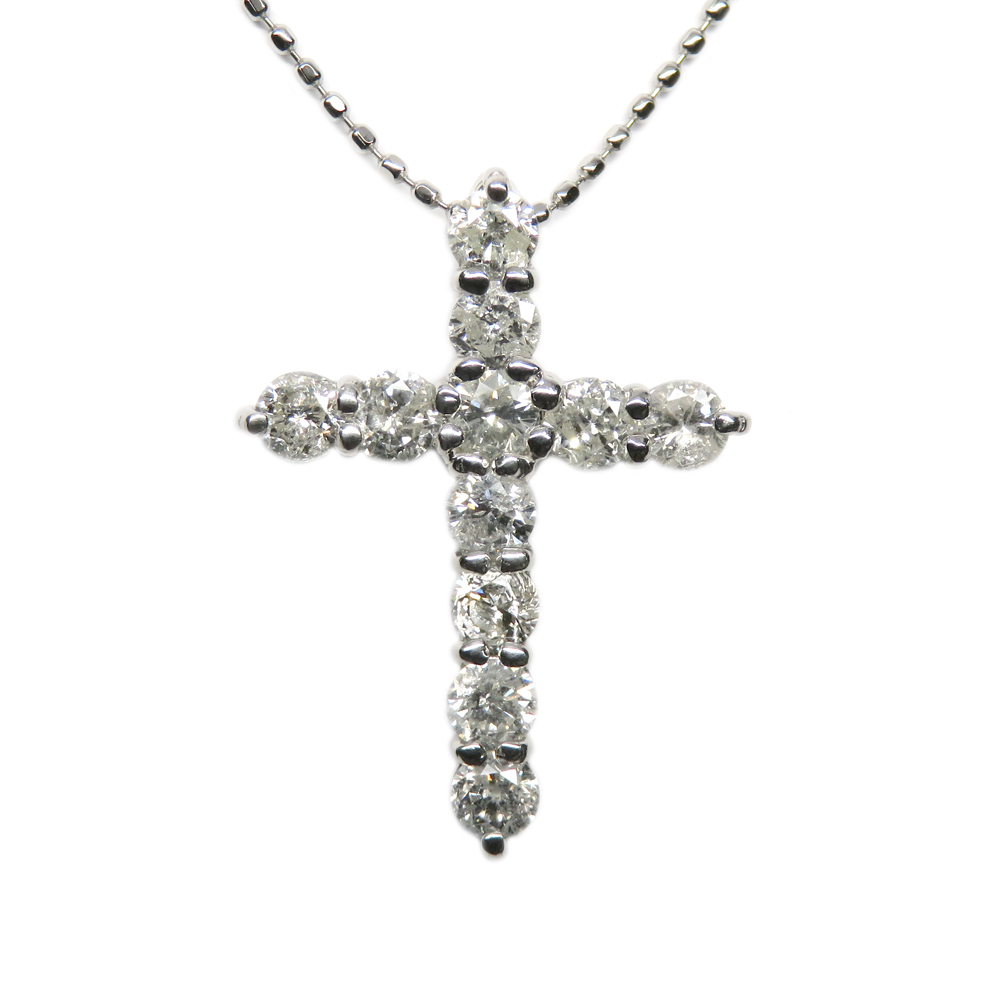 【名古屋】ネックレス ペンダント クロス 十字架 Pt900 Pt850 プラチナ ダイヤモンド1.00ct ジュエリー 美品 仕上げ済