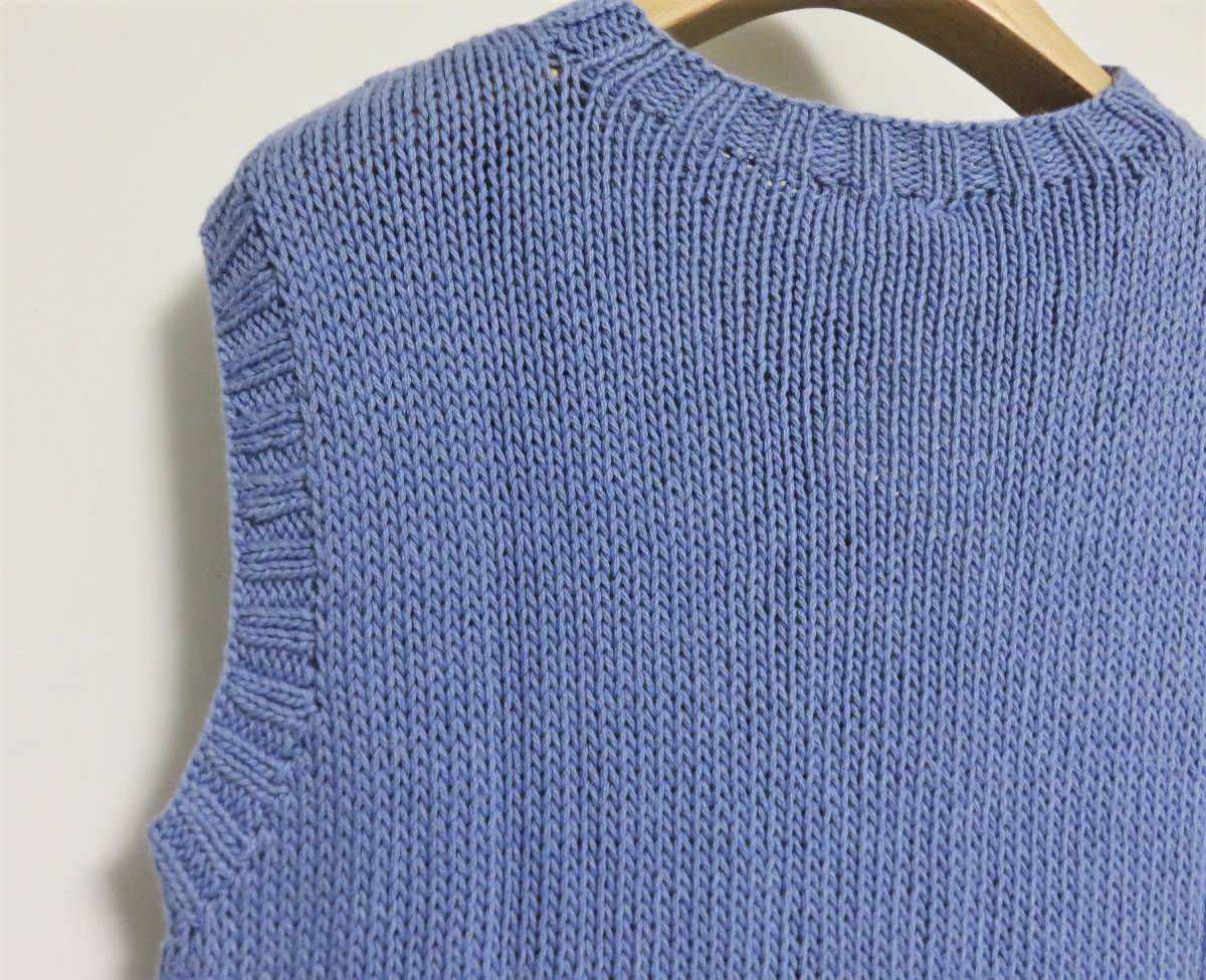 送料無料 定価7.5万 新品 knit brary ケーブルニット ベスト S ブルー ニットブラリー_画像5
