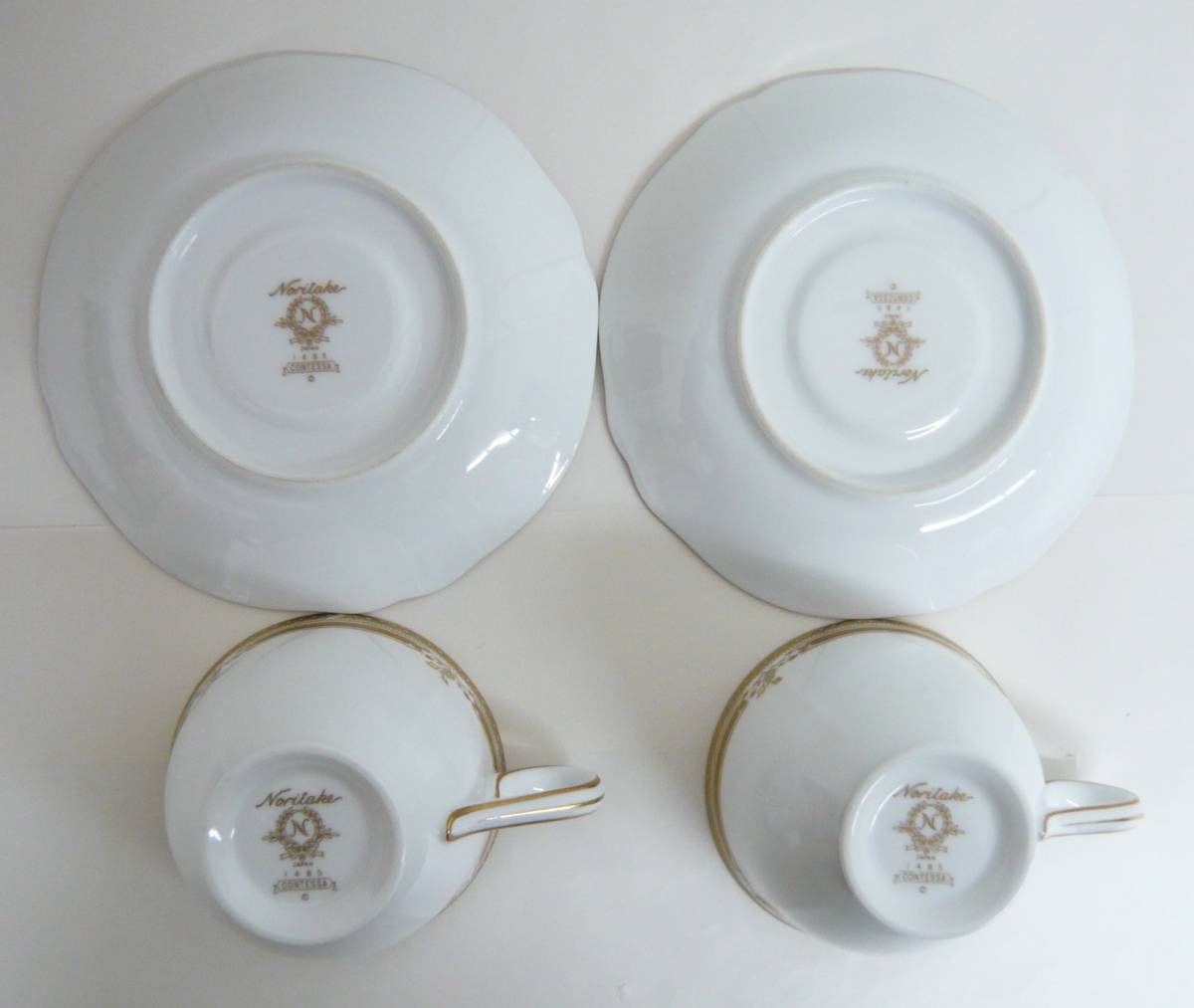 伝統工芸 工芸美術「Noritake ノリタケ 日本陶器 昭和レトロ CONTESSA コンテッサ ティーカップ & ソーサー×2」カフェタイム ティータイム_画像7