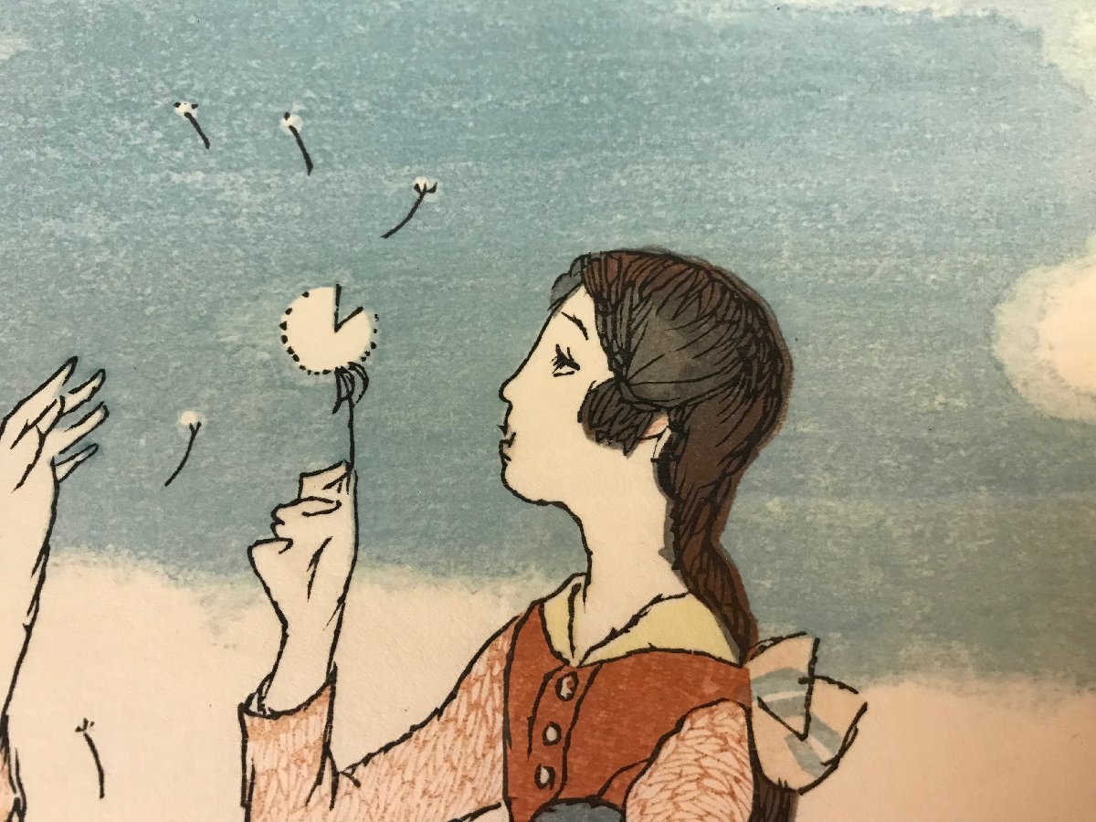 雑誌で紹介された 美品 竹久夢二 赤い鳥 木版画 267/300 絵画