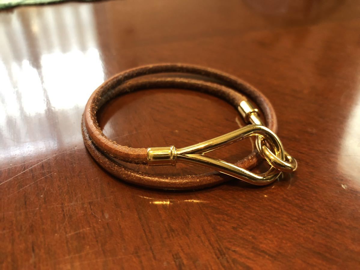 HERMES エルメス レザー ジャンボブレス 2連 ゴールド金具 ブラウン ...