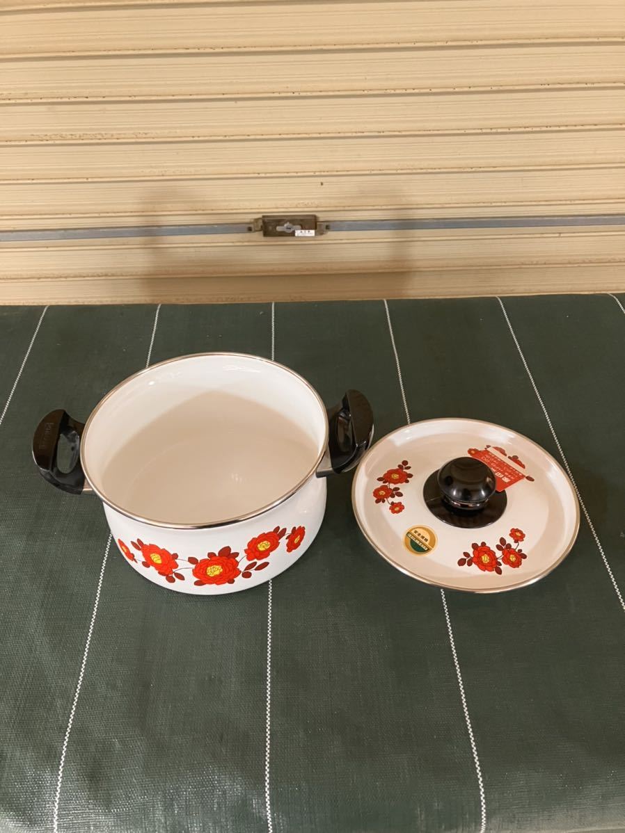 象印 ホーロー鍋 両手鍋 昭和レトロ 花柄 昭和レトロポップ 調理器具