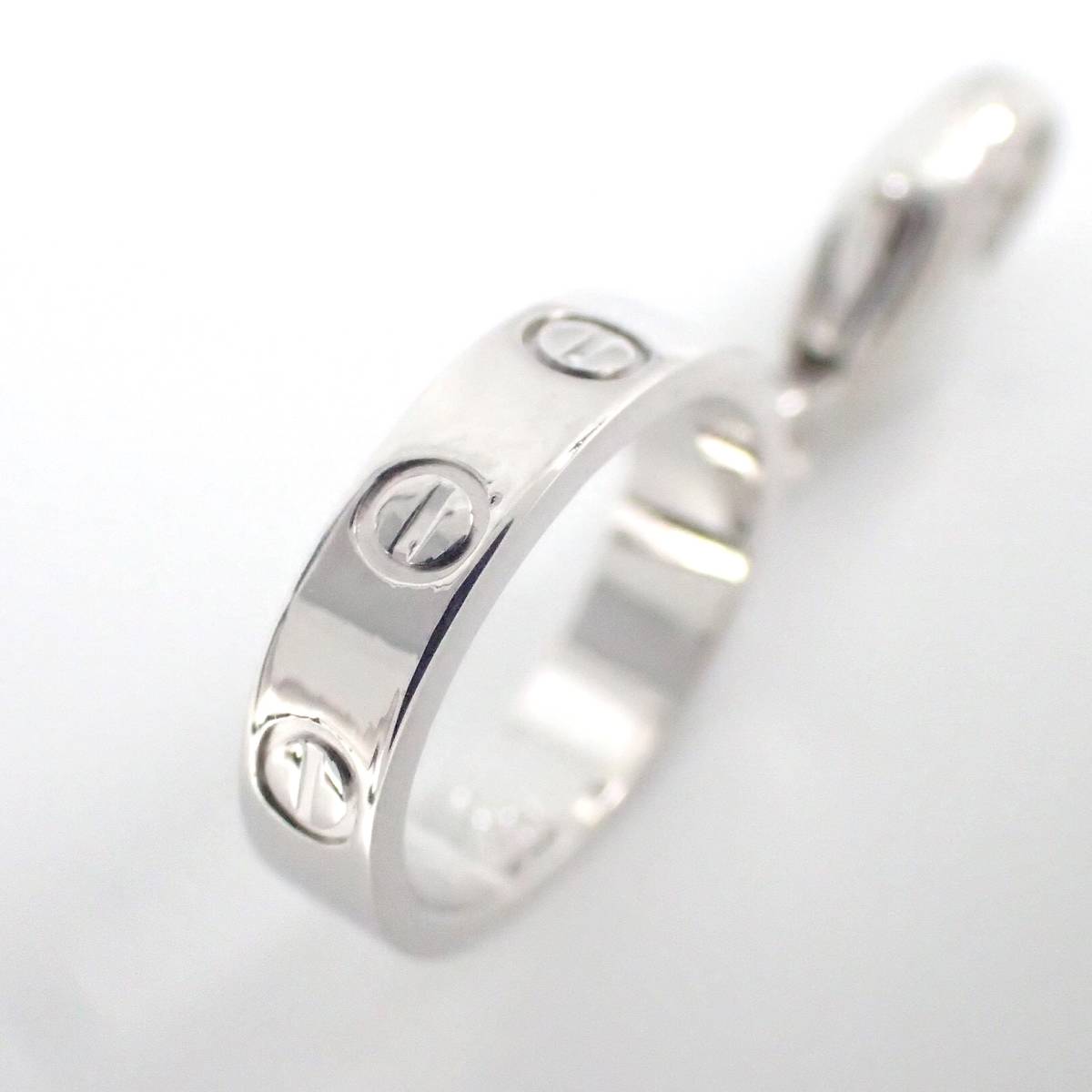 保障 カルティエ cartier K18WG ラブチャーム トップ ホワイゴールド