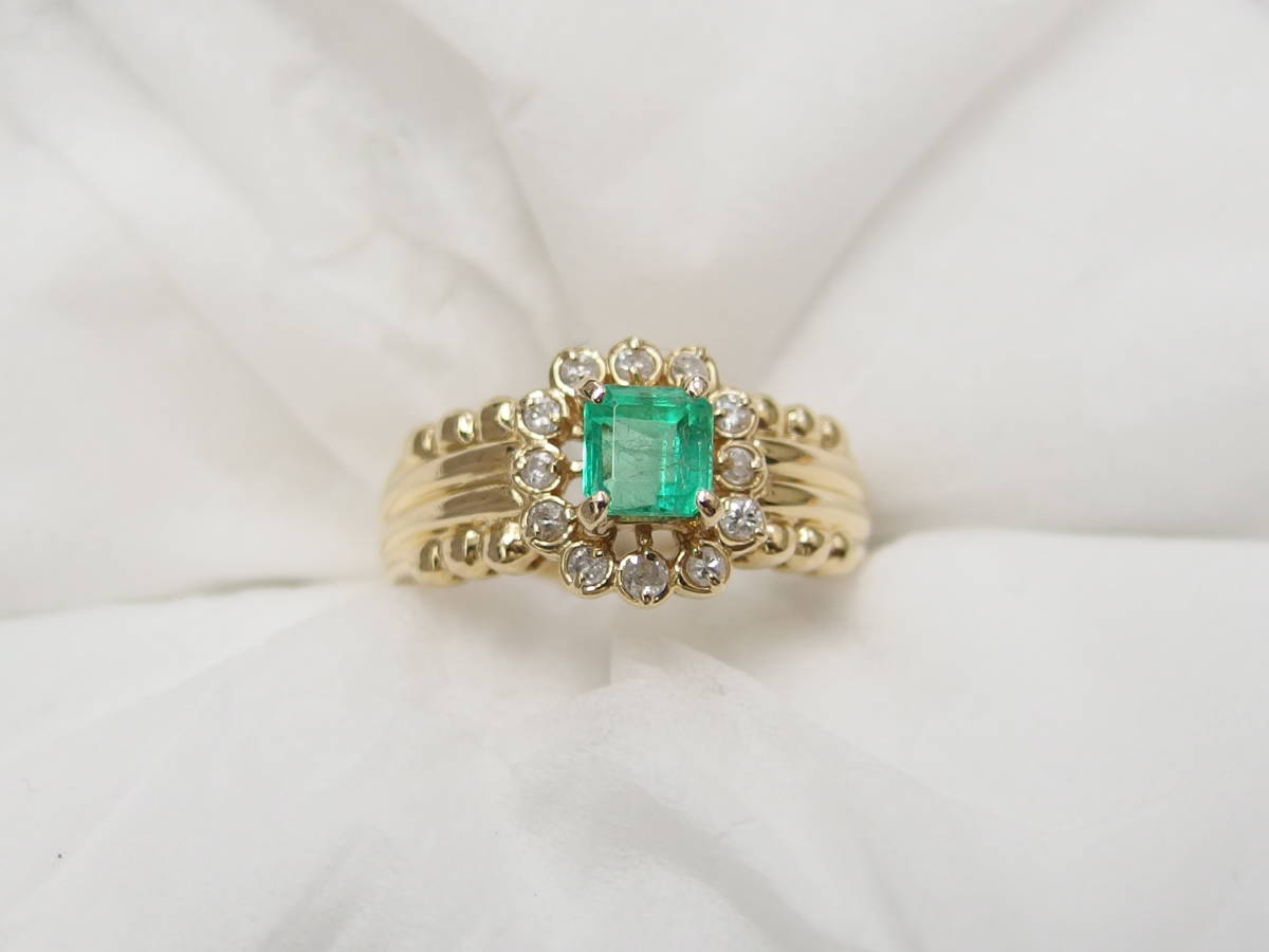 K18 emerald 0.50ct D0.15ct 11.5 number ring /R4039