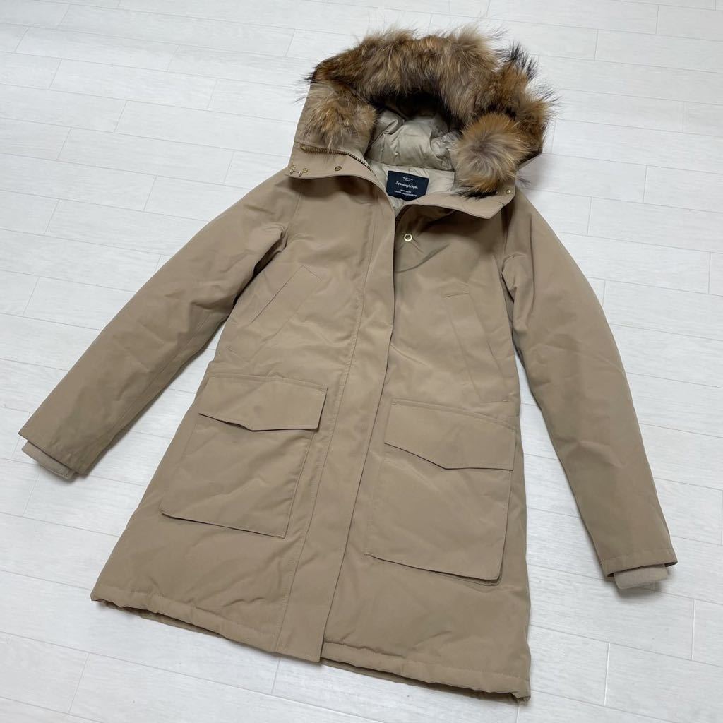 UNITED ARROWS green label relaxing レディース ハッスイマウンテンダウンコート ダウン80% ベージュ サイズ36 美品_画像1