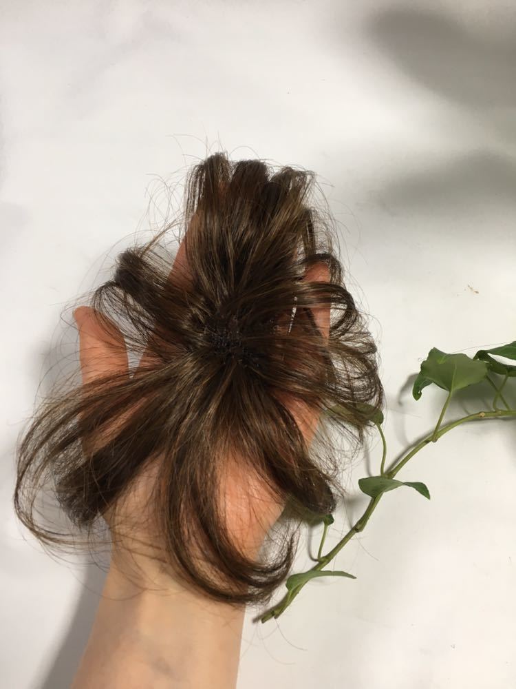 新品!未使用夏用 特大頭頂部付け毛ヘア医療用にもナチュラルダーク