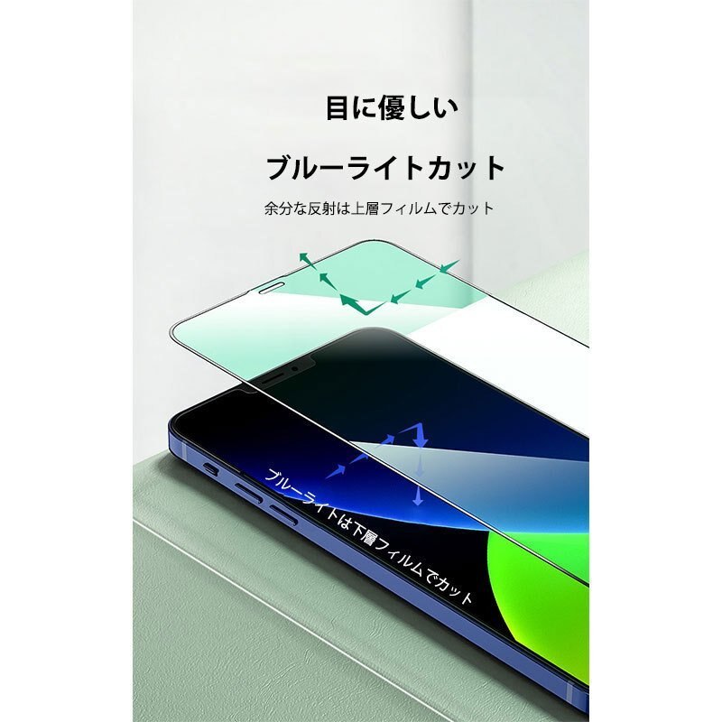 iPhone13 Pro Max グリーンガラス仕様フィルム アイフォン 保護フィルム付き 強化ガラス 硬度9H 飛散防止 指紋防止 気泡防止 液晶 Glass_画像4