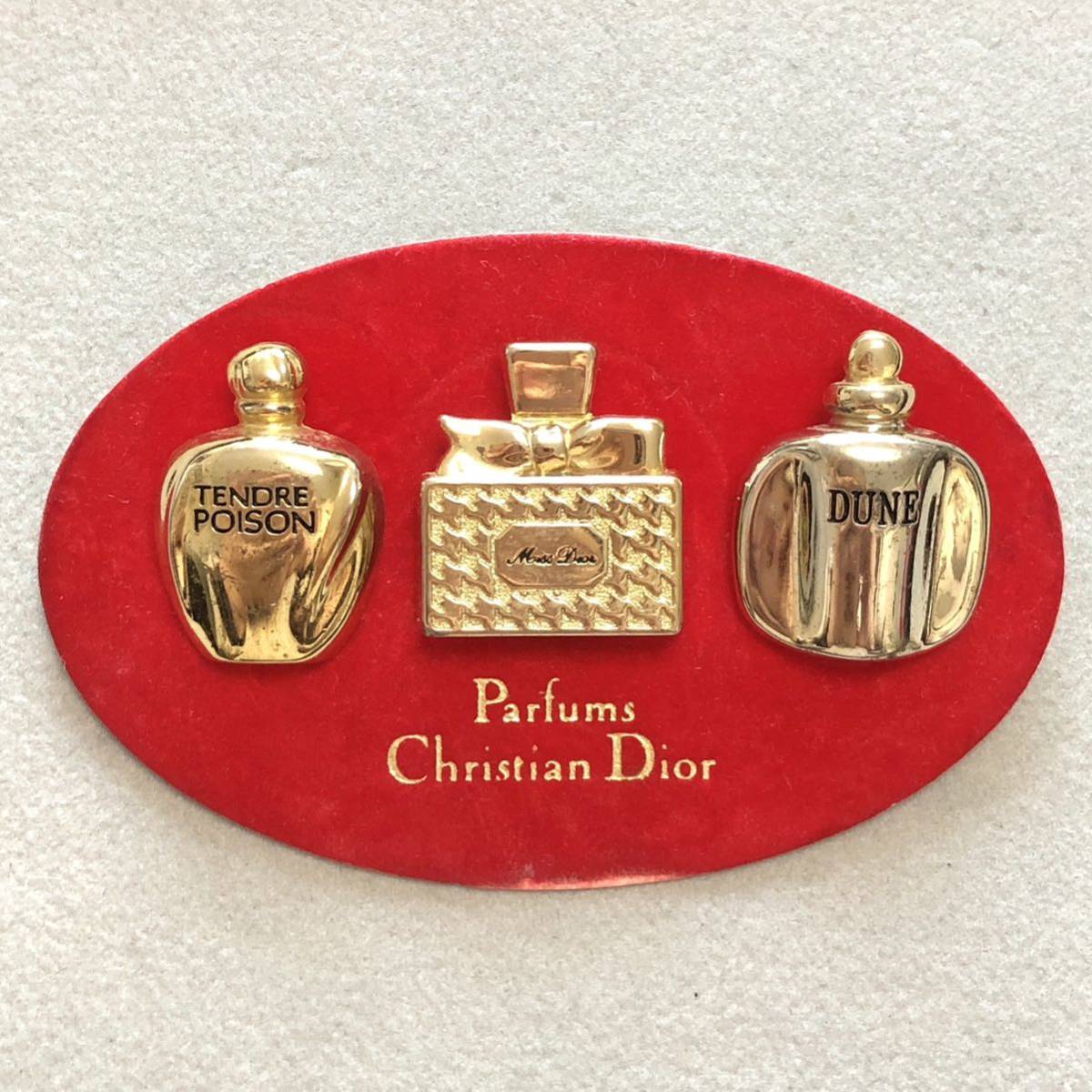 Christian Dior クリスチャンディオール香水瓶型 ピンブローチ Parfums Miss Dior POISON DUNE 3点セット ヴィンテージ