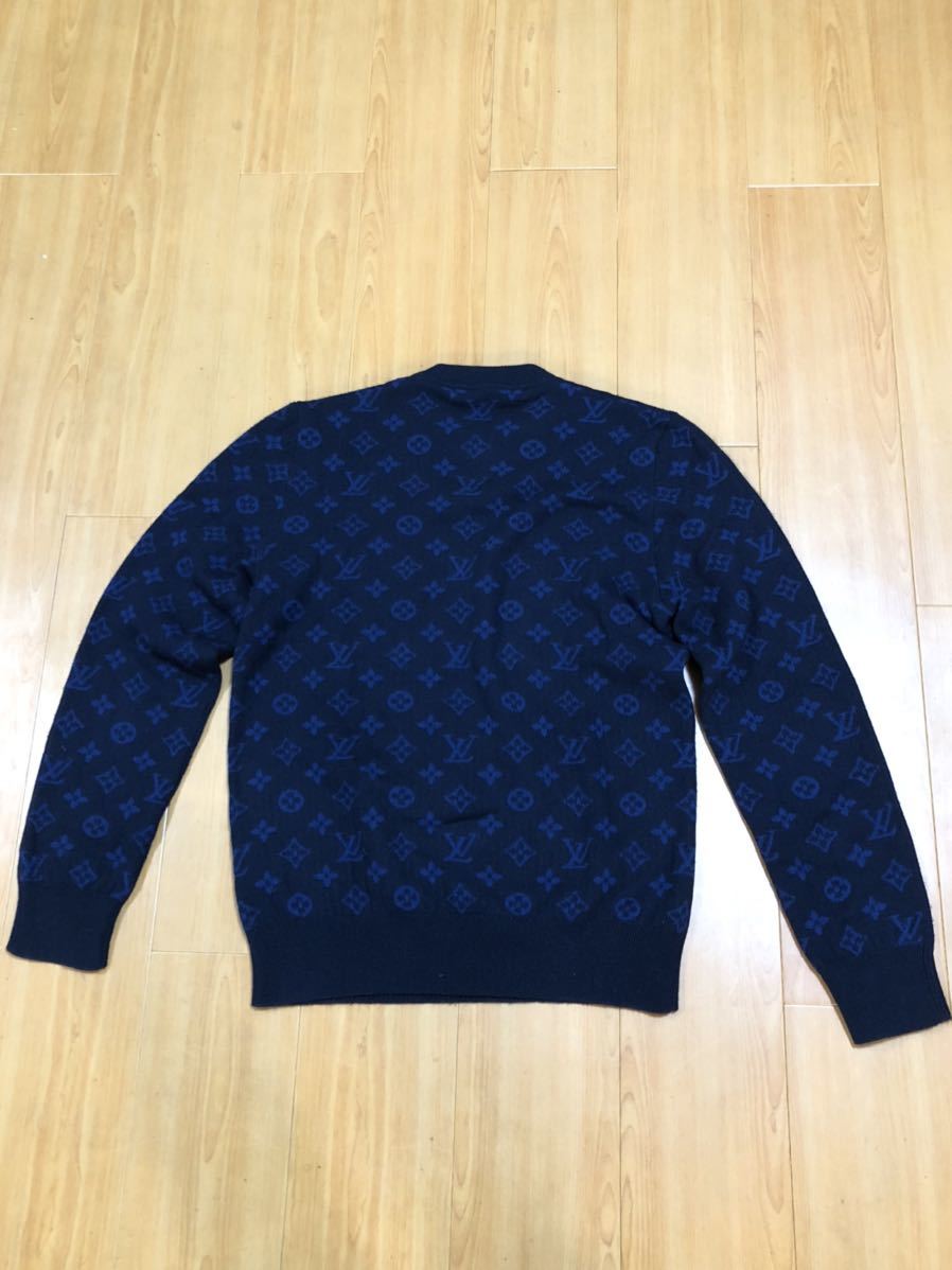 美品】LOUIS VUITTON ニット セーター モノグラム ブルー-