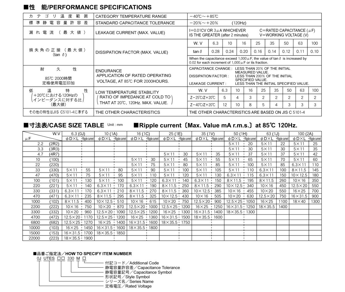 10) 東信工業 47μF 25V 85℃ UTESシリーズ 小型軽量化 耐洗浄品 電解コンデンサー 10個 新品未使用_画像6