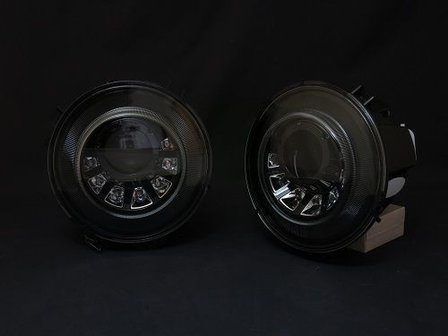 ベンツ Gクラス W463 ゲレンデ バイキセノン用 7連 LED付 ヘッドライトケース インナーブラック 商品番号3465 G550/G350d/G55/G63/AMG/_画像1