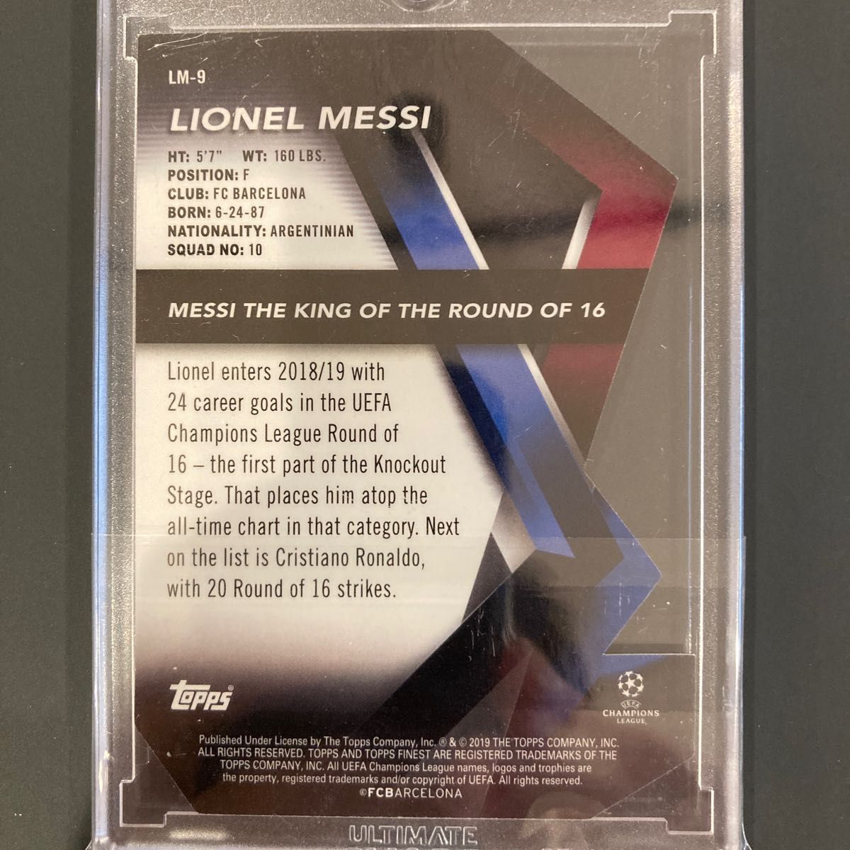 メッシ Messi topps finest 2019 /50 サッカーカード ゴールドパラレル