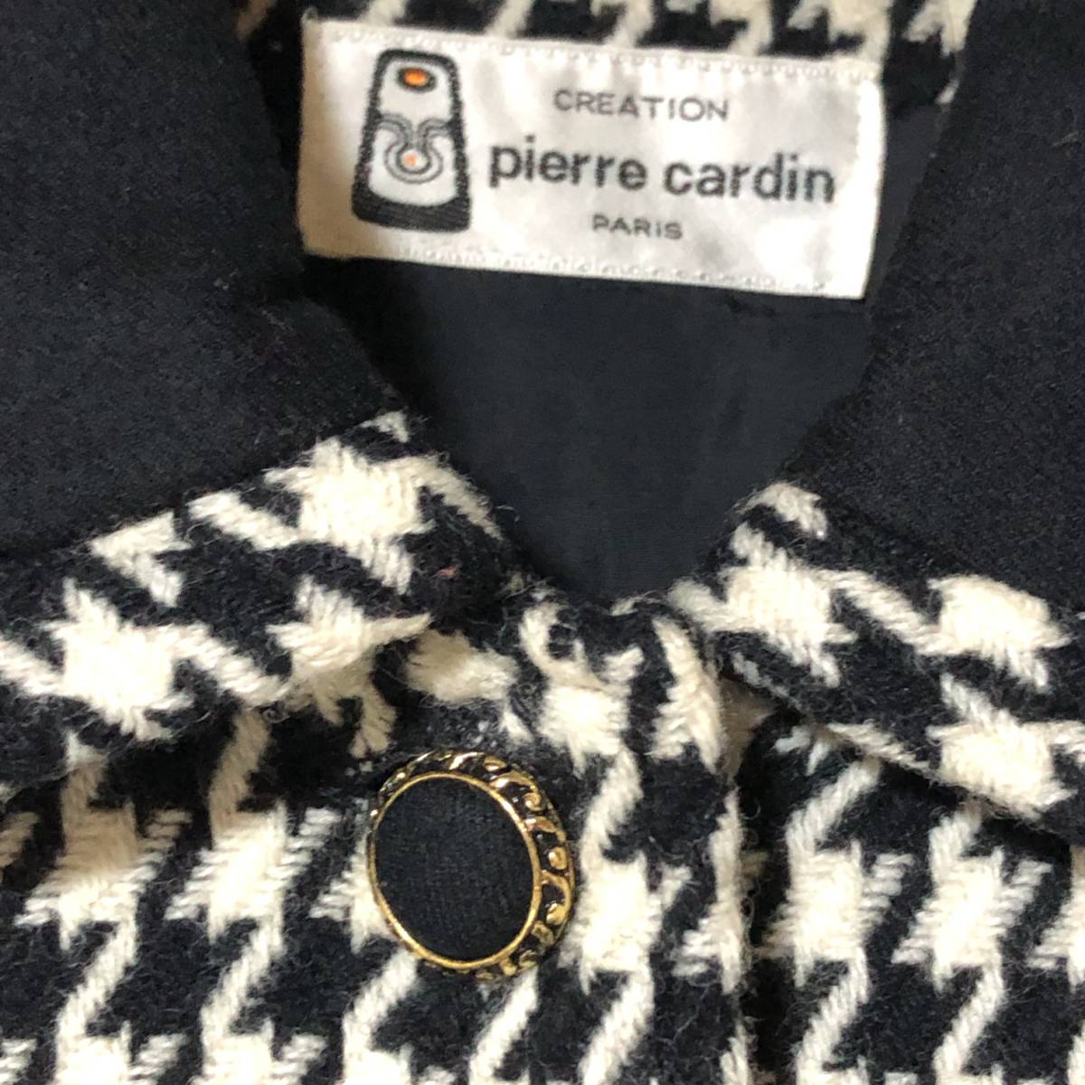 ピエールカルダン ワンピースコート 9/pierre cardin ヴィンテージ 千鳥格子 チェック ウール プルオーバー