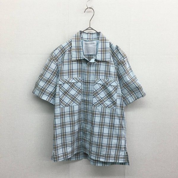 HZ8081★nonnative 比翼スナップボタン 半袖シャツ★ONE★ブルー チェック柄 ノンネイティブ_画像2