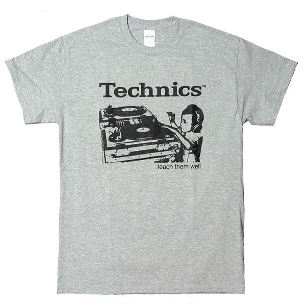 [Mサイズ]Technics （テクニクス） ターンテーブル ヴィンテージデザイン Tシャツ #1 スポーツグレー_画像1