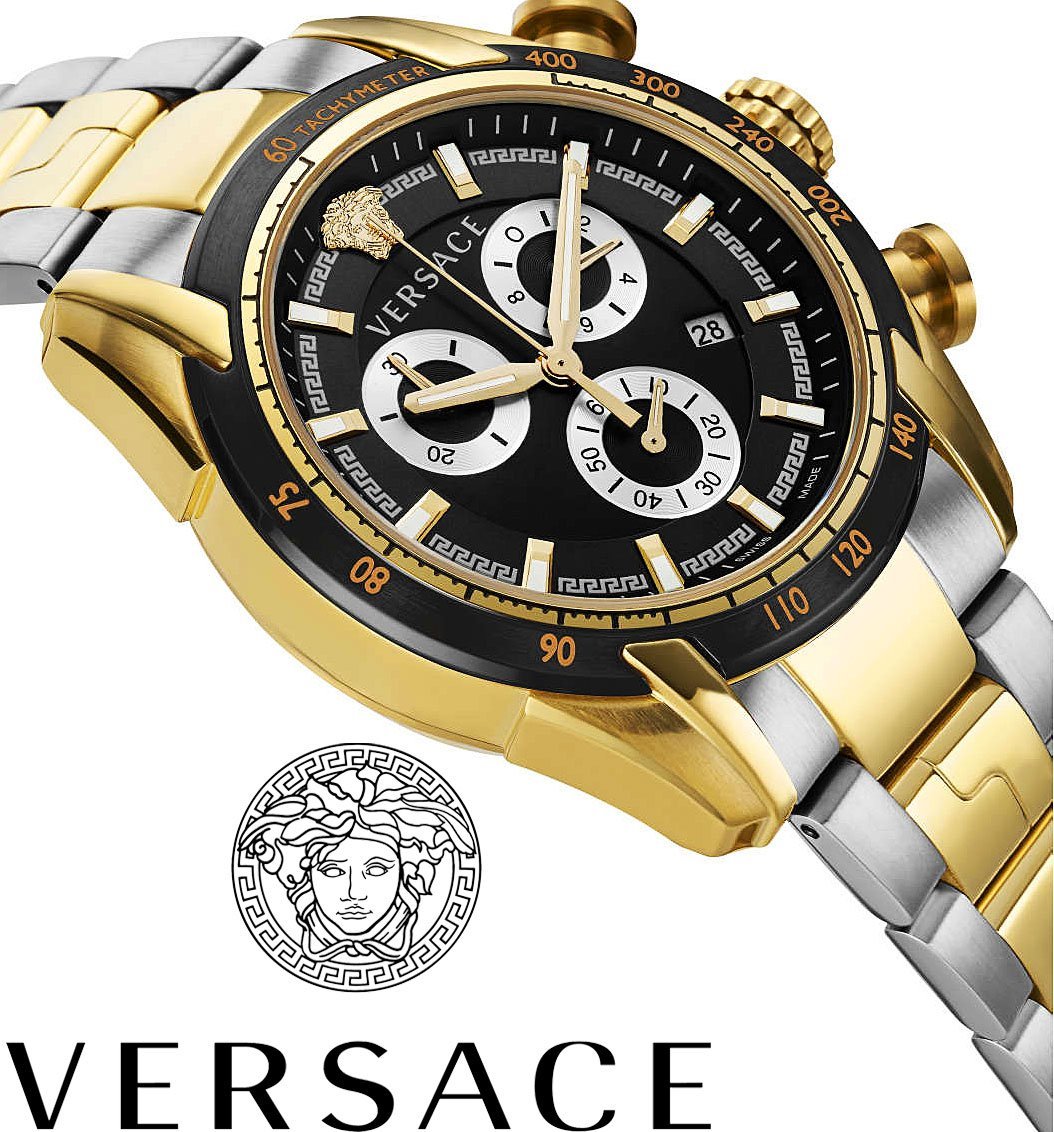 新品ヴェルサーチ腕時計メンズ高級スイス製クロノグラフVERSACE50m防水