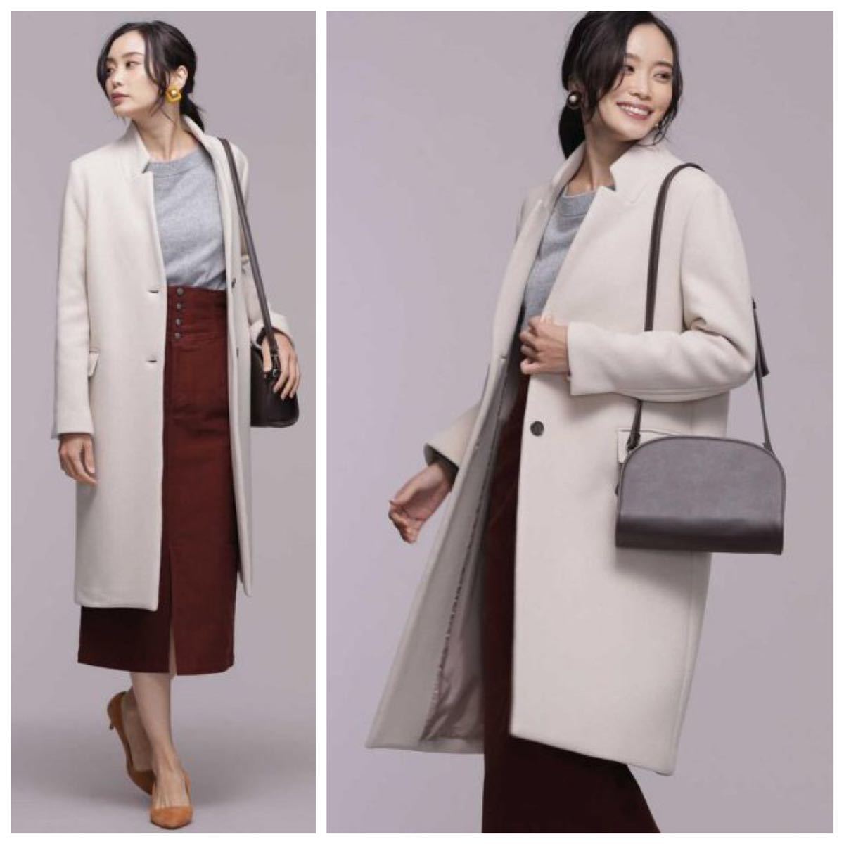 美品 ナノユニバース BIBYE スタンドチェスターコート 定価41800円 36