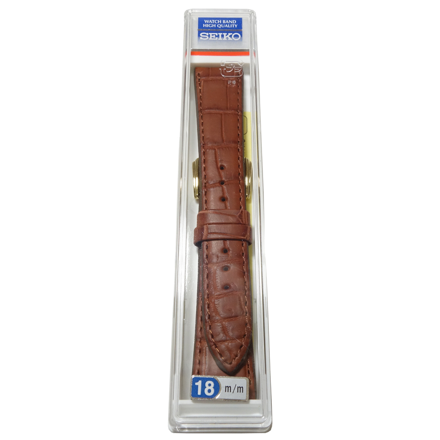 開店祝い DEL5 クロコダイル セイコー 18mm バンド 時計ベルト 茶 男性用