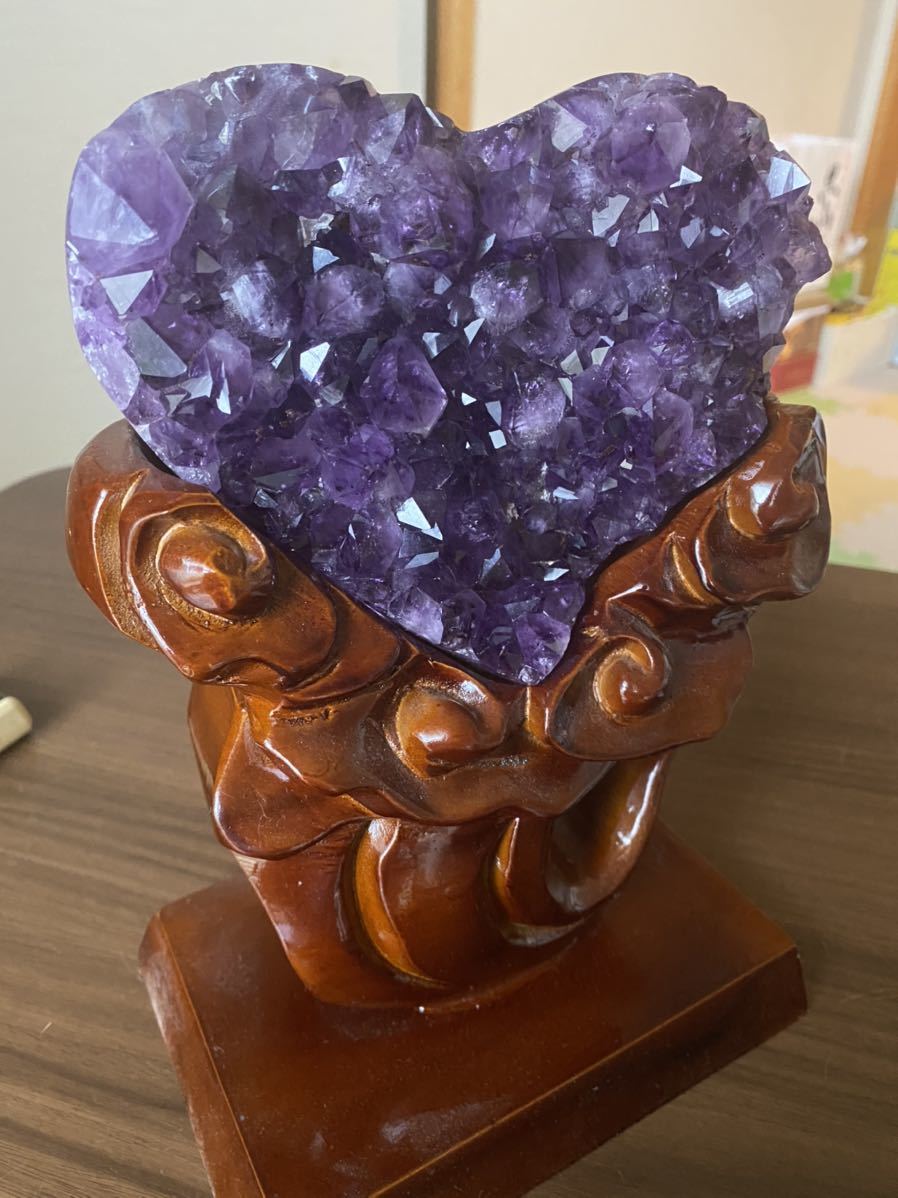 極上】ブラジルアメジストクラスター原石(愛心幸運水晶)紫水晶