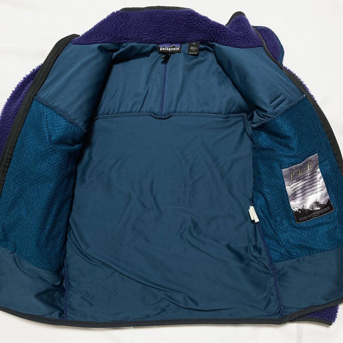 90s usa製 Patagonia Retro-X Jacket P.E.F 90年代 アメリカ製 パタゴニア レトロ X フリース ジャケット P.E.F レトロX初期 パープル XS_画像3