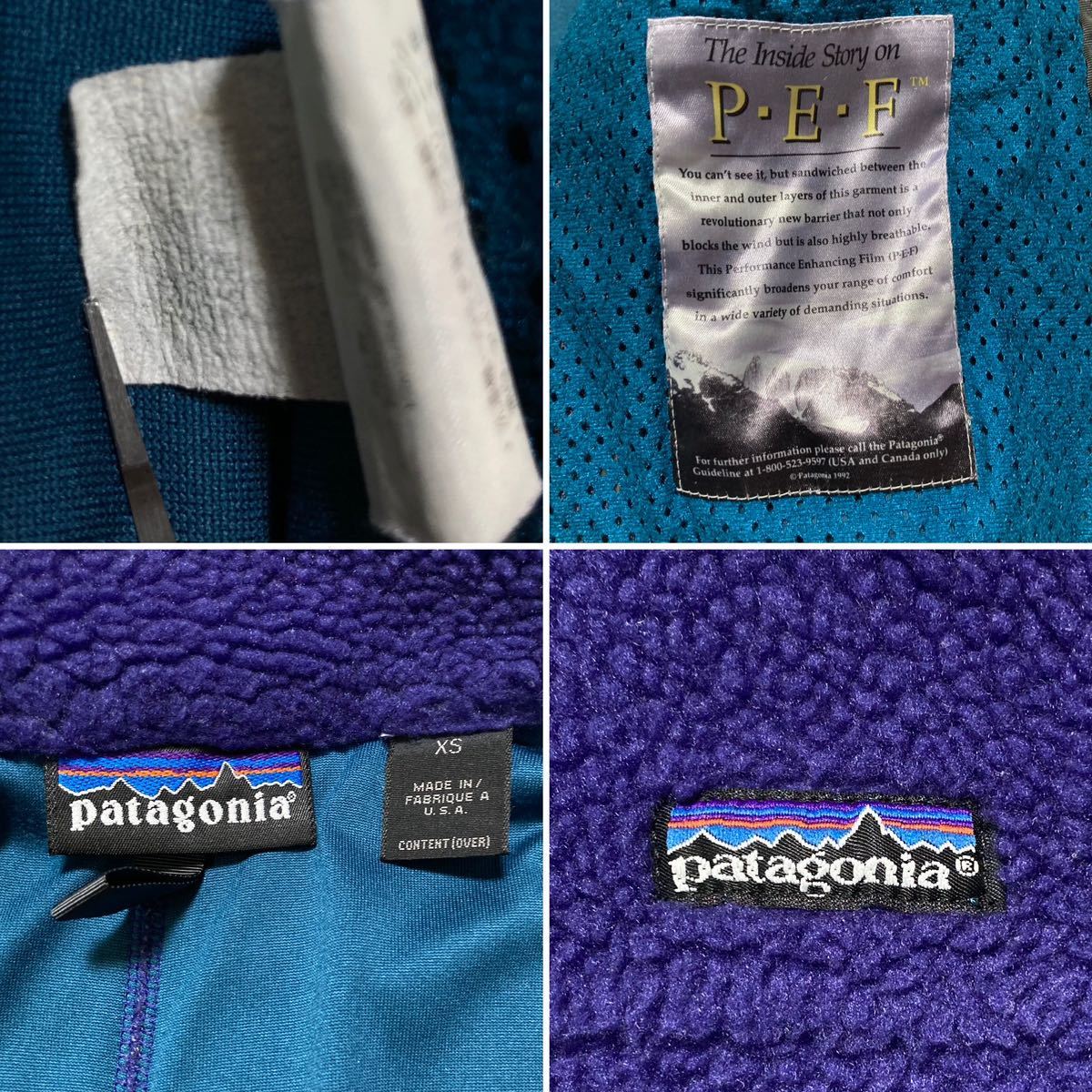 90s usa製 Patagonia Retro-X Jacket P.E.F 90年代 アメリカ製 パタゴニア レトロ X フリース ジャケット P.E.F レトロX初期 パープル XS_画像4