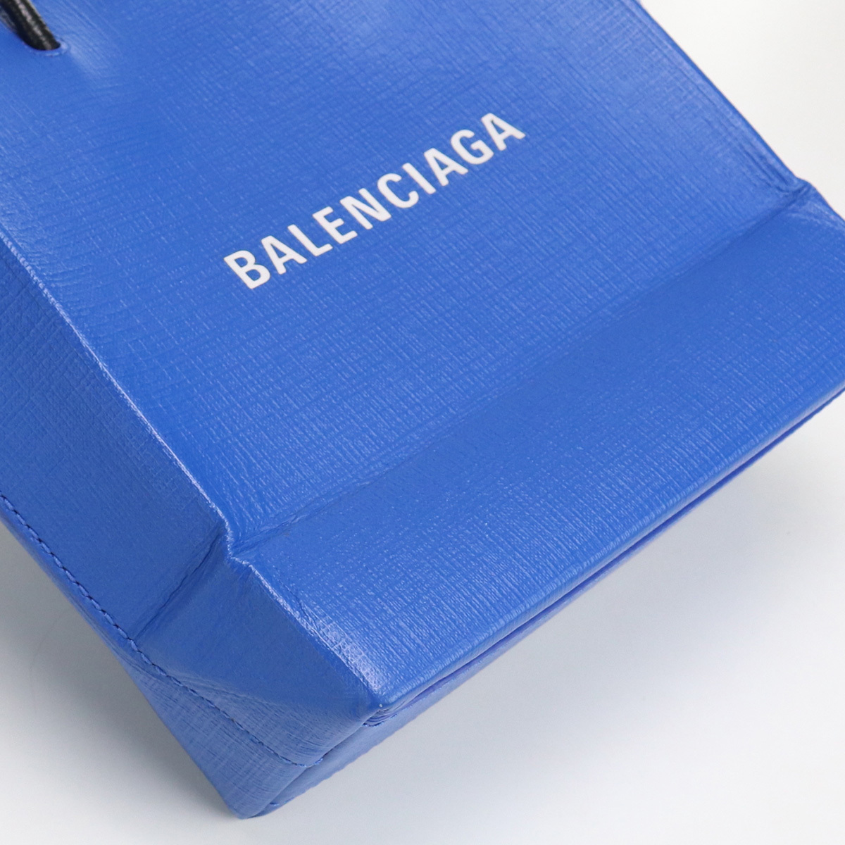  б/у хороший товар Balenciaga BALENCIAGA ручная сумочка бренд покупка большая сумка XXS кожа 597858 голубой разряд :A us-2 2WAY плечо 