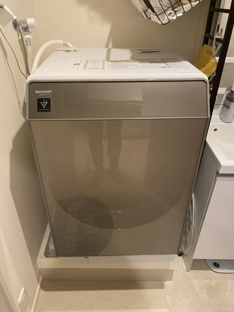 美品】SHARP ES-G111-NRドラム式 洗濯機 乾燥機 2019年製 左開き 洗濯