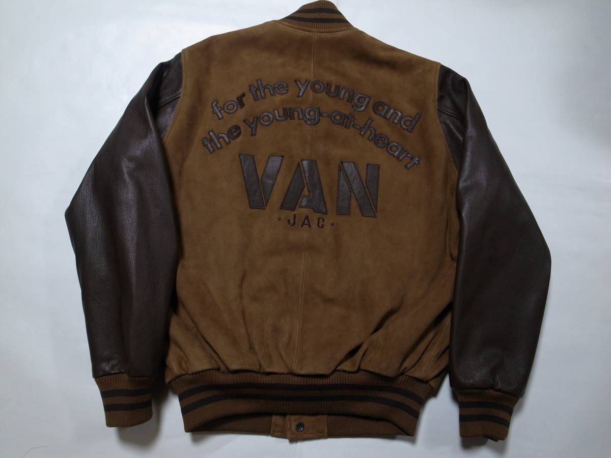 極美品★VAN JAC★オールレザー スタジャン★山羊革★モールワッペン★ブラウン系★M★VAN JACKET_画像2