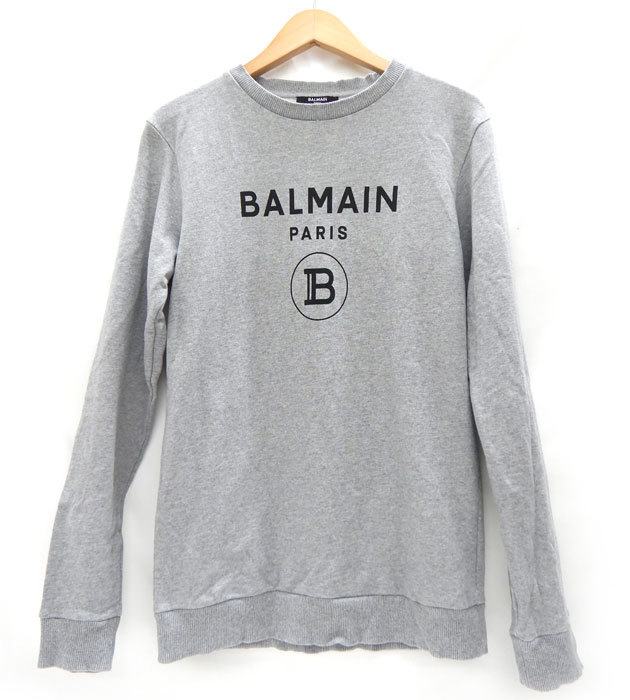 BALMAIN バルマン ロゴプリント スウェットシャツ FB2166 トレーナー サイズ16A（S～Mくらい）グレー スエット レディース_画像1