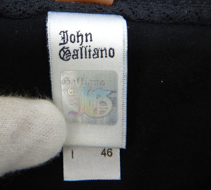 ジョンガリアーノ ロゴ ストレッチ Vネック半袖Tシャツ FB2171 John galliano 46 サイズS 黒 ブラック メンズ レタパOK_画像5