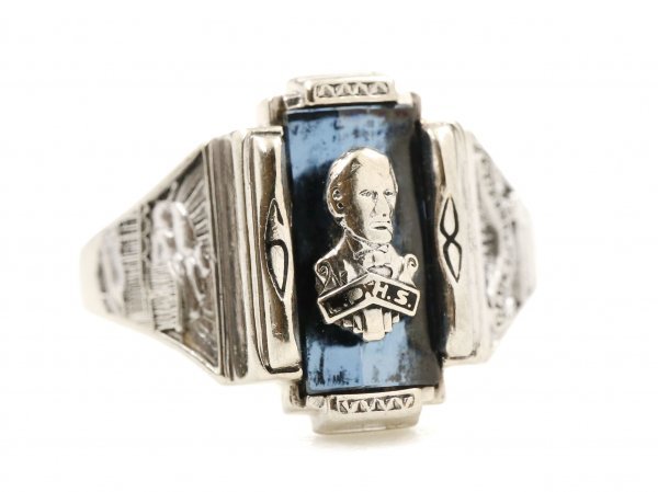 1968 год JOSTENS Vintage 10K белое золото кольцо "college ring" Lincoln . изображение направляющие сплиттер 10 чистое золото синий камень кольцо 