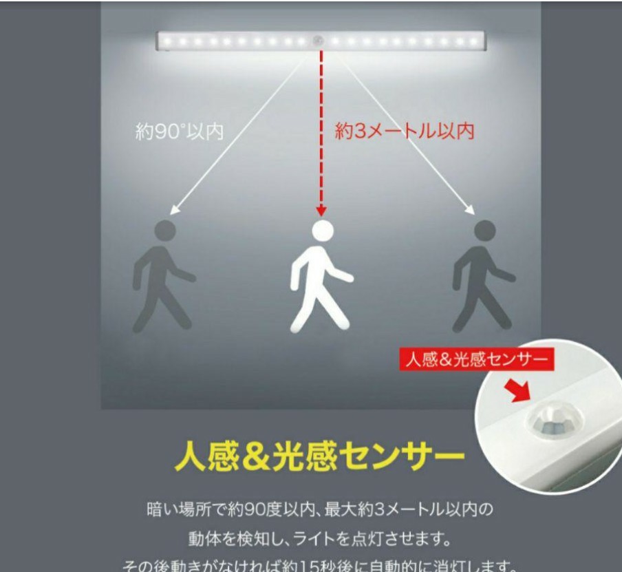 最新♪LEDライト１本センサーライトLED　人感　USB充電　モーションセンサー