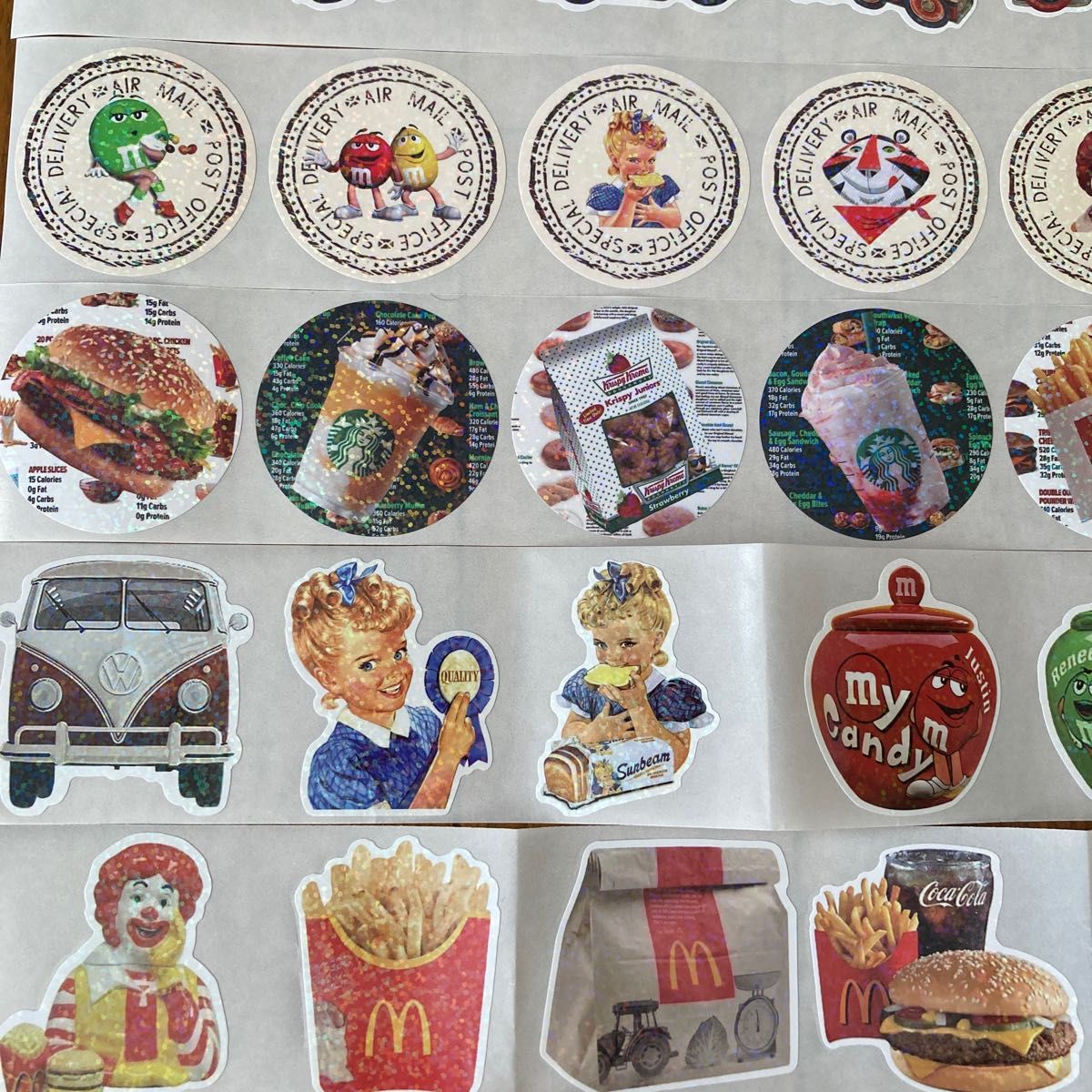 ロールシール切り売り★おすそ分け★画像1を6シートずつ★全252枚★マクドナルドやスタバなど