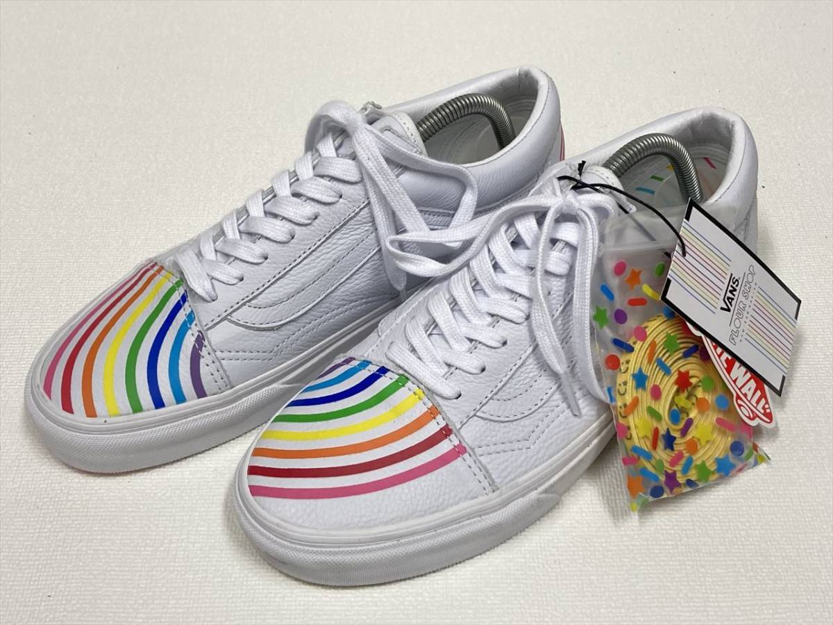 店舗良い SHOP VANSxFLOUR OLD アメリカ企画限定!! バンズ オールドスクール (29cm相当) US11 レインボー 白レザー SKOOL 29.0cm 店舗良い SHOP VANSxFLOUR OLD アメリカ企画限定!! バンズ オールドスクール (29cm相当) US11 レインボー 白レザー SKOOL 29.0cm
