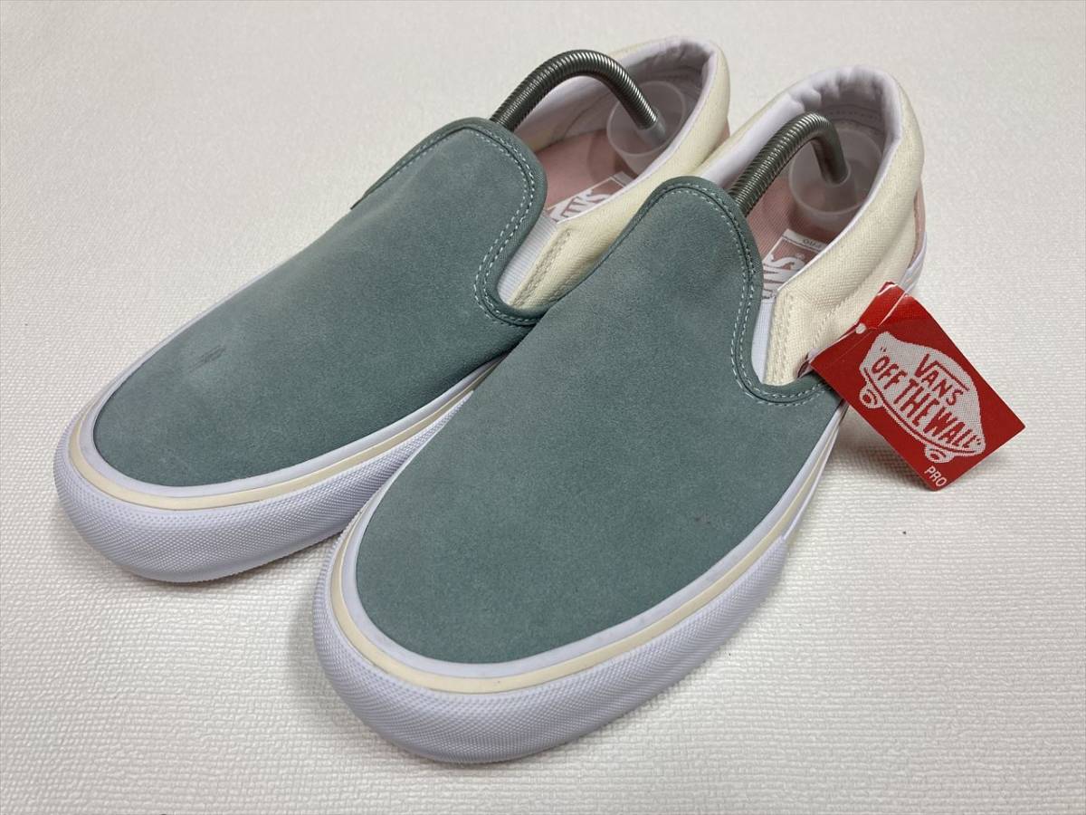 レア!! VANS SLIPON Pro 水色 ピンク 生成り スエード キャンバス US12 (30cm) アメリカ企画限定!! スリッポン バンズ_画像1