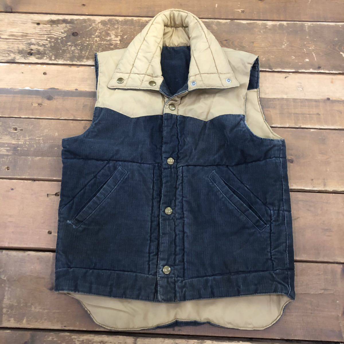 日本製 Sears コーデュロイ L size ネイビー/ベージュ リバーシブル 中綿ベスト Lサイズ 日本製 Sears コーデュロイ L size ネイビー/ベージュ リバーシブル 中綿ベスト Lサイズ