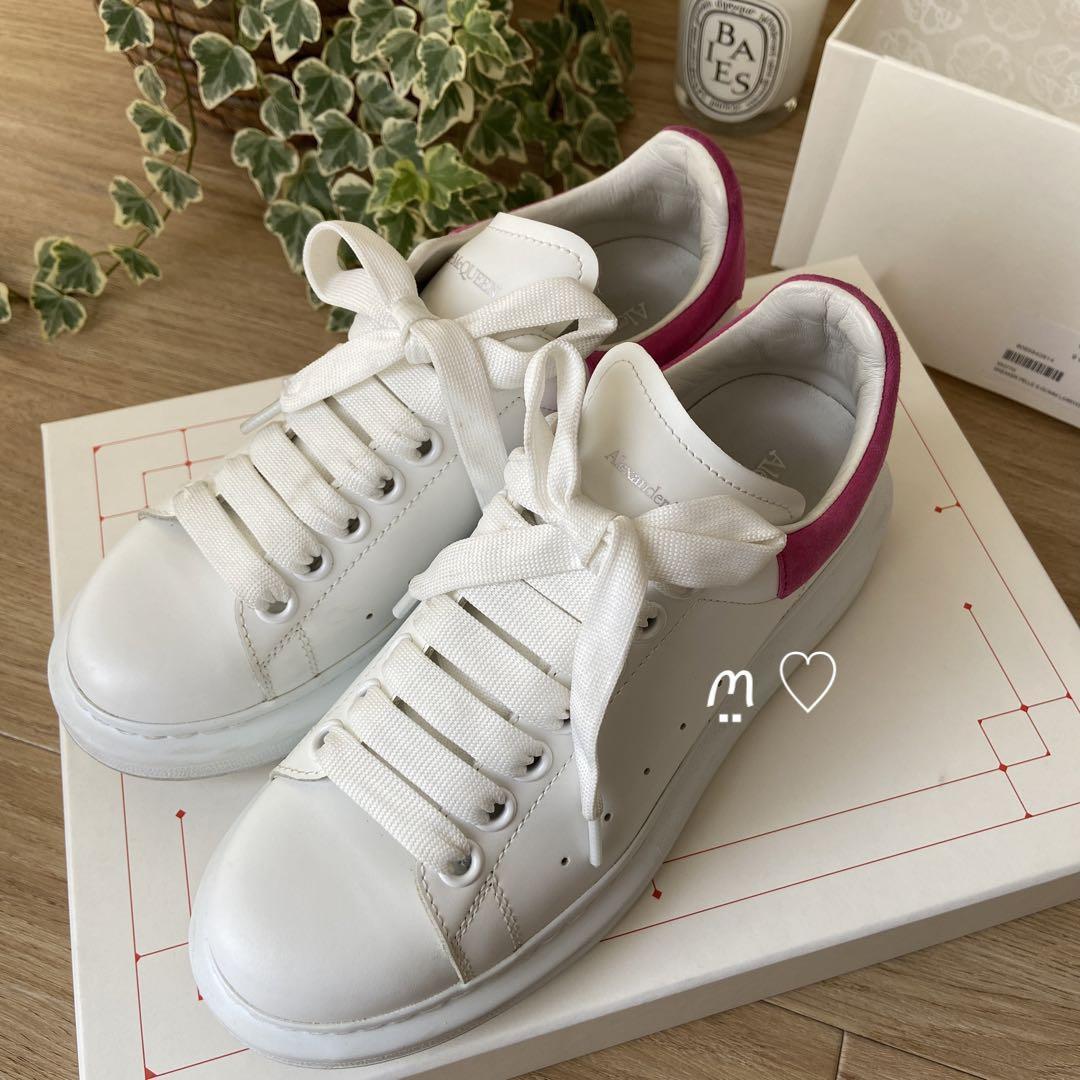 送料無料 アレキサンダーマックイーン オーバーサイズドスニーカー 36 23cm ホワイト ピンク Alexander McQueen