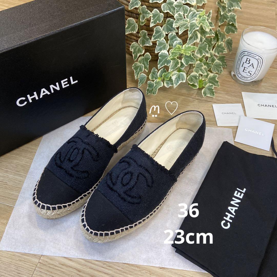 通常販売 CHANEL エスパドリーユ シャネルサンダル 39 レース ブラック