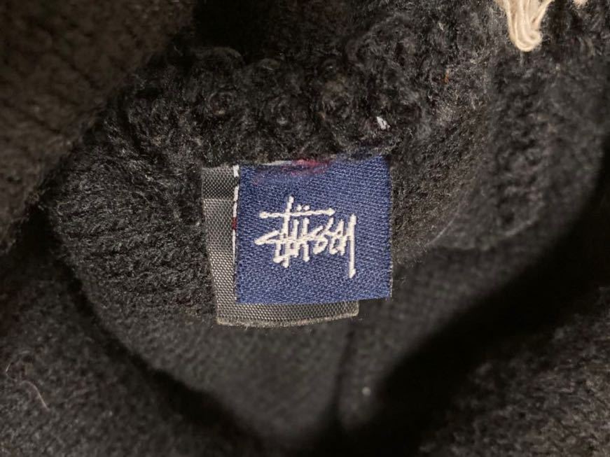 90's Old stussy ニット帽 ニットキャップ ビーニー ボンボン 90年代