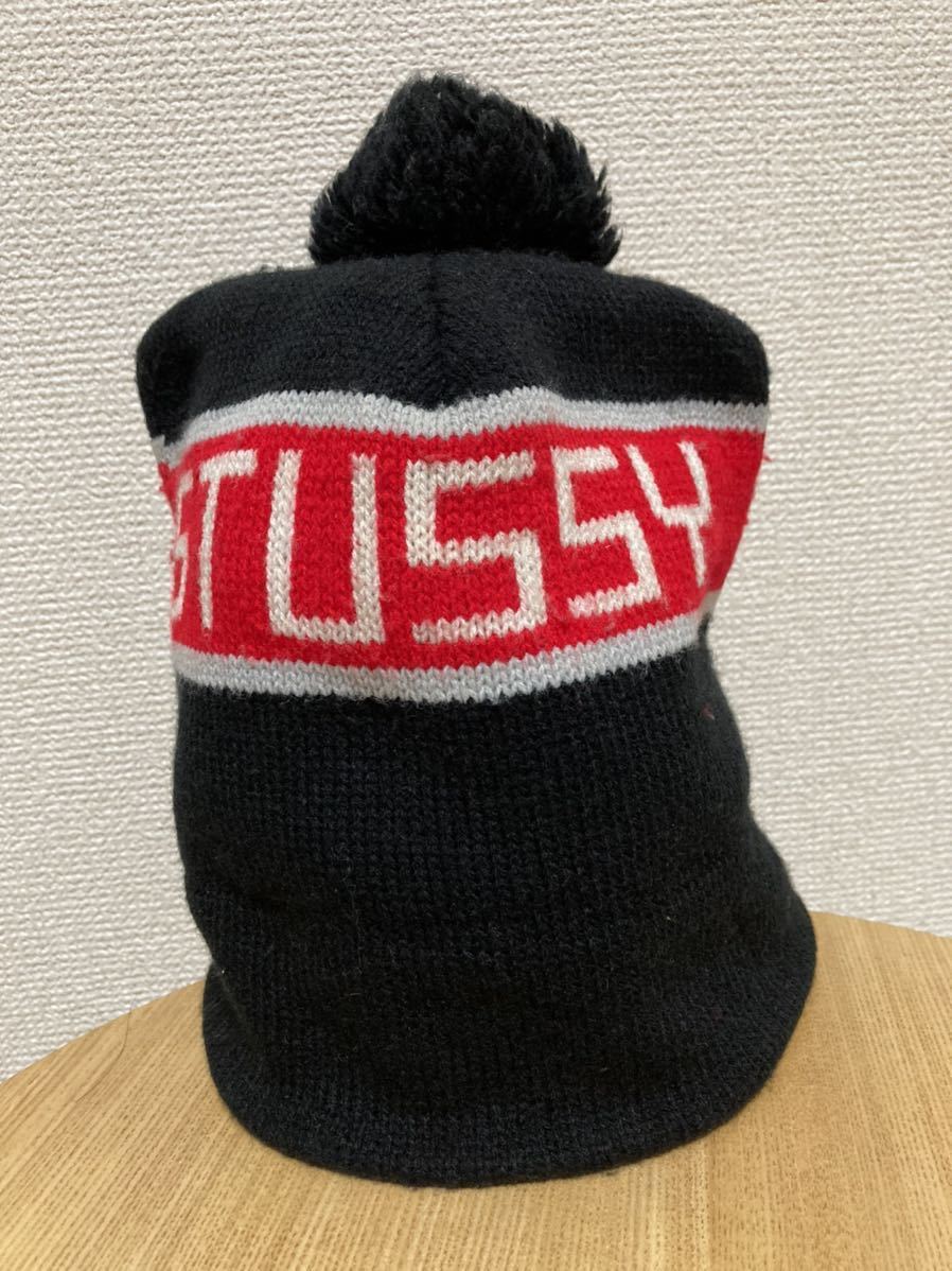 90's Old stussy ニット帽 ニットキャップ ビーニー ボンボン 90年代