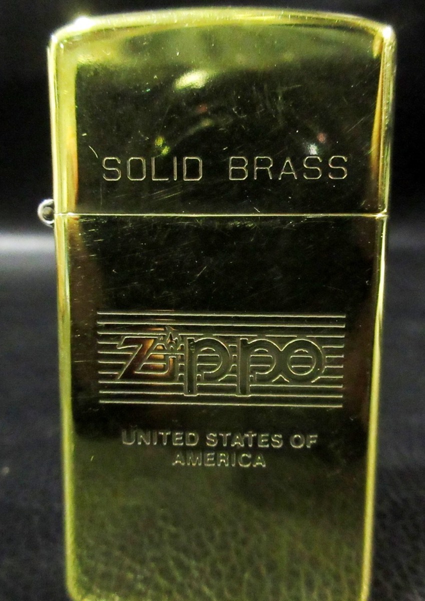 ZIPPO SOLID BRASS ジッポー ソリッドブラス スリム ZIPPOロゴ 1992年製 ライター _画像3