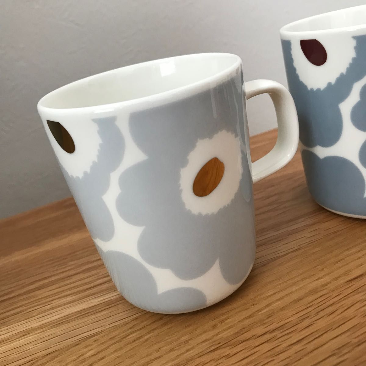 marimekko マリメッコ アイシーグレー ブルーグレー ライトグレー ゴールド ブルー マグカップ 新品 2点セット